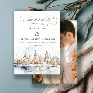 Kansas City Missouri Watercolor Foto Wedding Save The Date