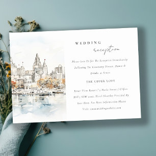 Kansas City Missouri Watercolor Hochzeitsempfang Begleitkarte