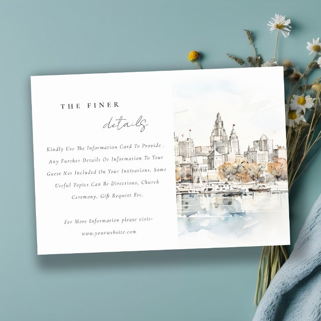 Kansas City Missouri Watercolor Wedding Details Begleitkarte (Von Creator hochgeladen)