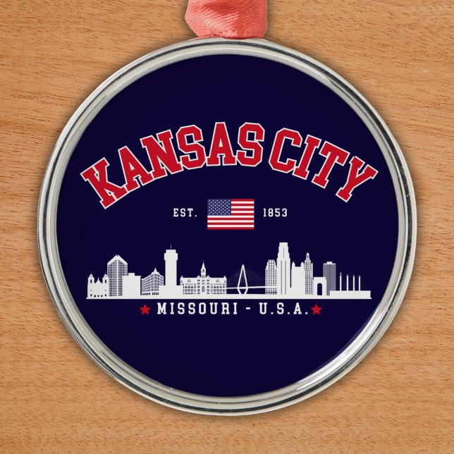 Kansas City Modern Skyline Souvenir Ornament Aus Metall (Von Creator hochgeladen)