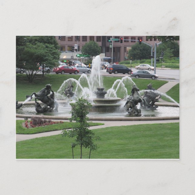 Kansas City Plaza Brunnen Postkarte (Vorderseite)