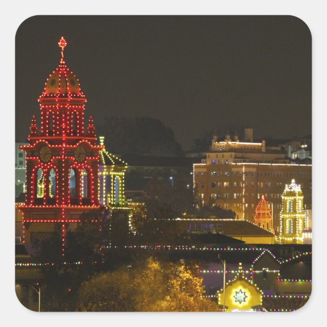 Kansas City Plaza Lights Quadratischer Aufkleber (Vorderseite)