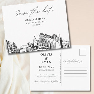 Kansas City Save the Date Postcard Elegante Hochze Postkarte