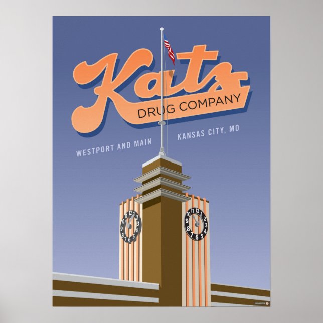 Kansas City Sehenswürdigkeiten: Katz Drogen - 18 x Poster (Vorne)