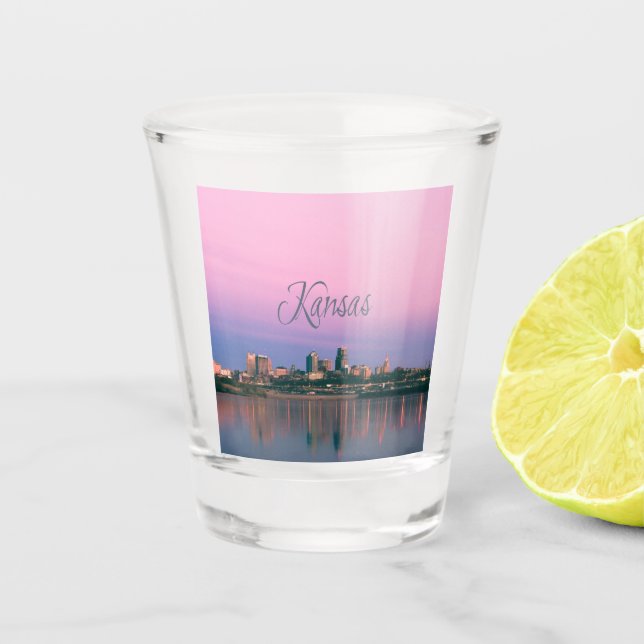 Kansas City Sky Line Sunset Schnapsglas (Vorderseite)