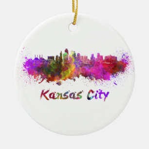 Kansas City skyline im Watercolor Keramikornament