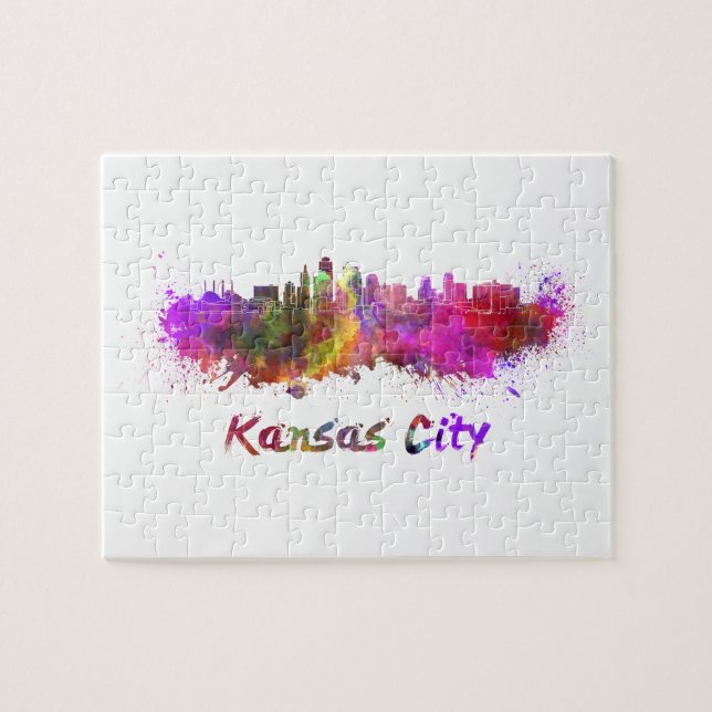 Kansas City Skyline in Aquarell (Horizontal)
