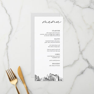 Kansas City Skyline Modern Mariage Dinner Menu