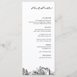 Kansas City Skyline Modernes Menü für Hochzeitsess Menükarte