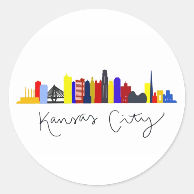 Kansas City Skyline Runder Aufkleber (Vorderseite)