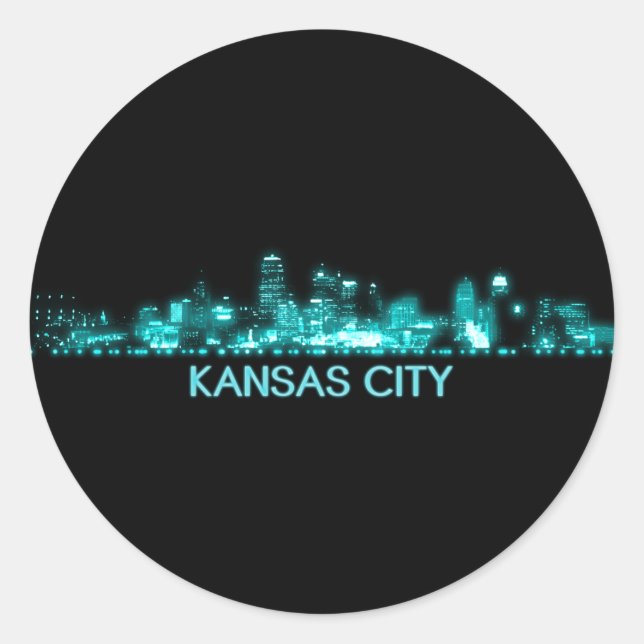 Kansas City Skyline Runder Aufkleber (Vorderseite)
