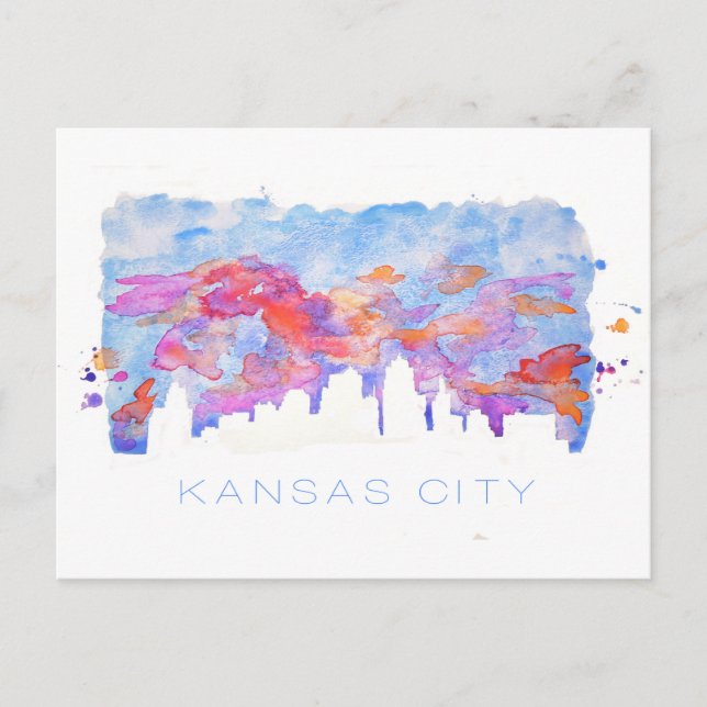 Kansas City Skyline Watercolor Postkarte (Vorderseite)