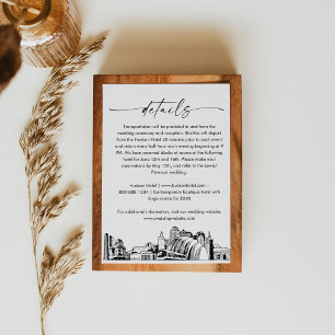 Kansas City Skyline Wedding Details Card, 3,5 x 5 Begleitkarte