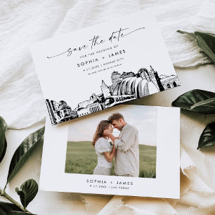 Kansas City Skyline Wedding Save the Date Card Einladung