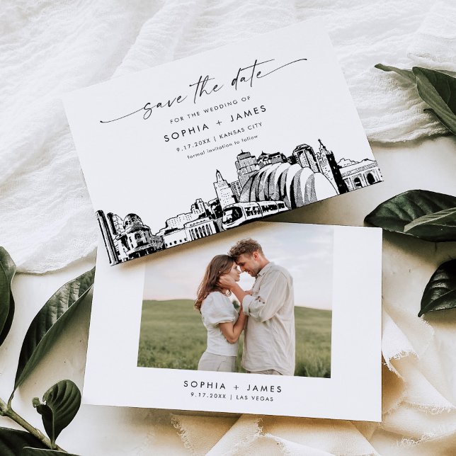 Kansas City Skyline Wedding Save the Date Card Einladung (Von Creator hochgeladen)