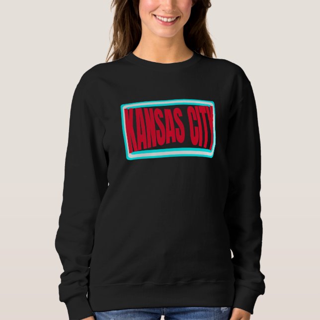 Kansas City Teal BlueRed KC Kansas City Retro Stri Sweatshirt (Vorderseite)