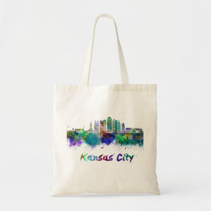 Kansas City V2 Skyline in Aquarellfarben Tragetasche