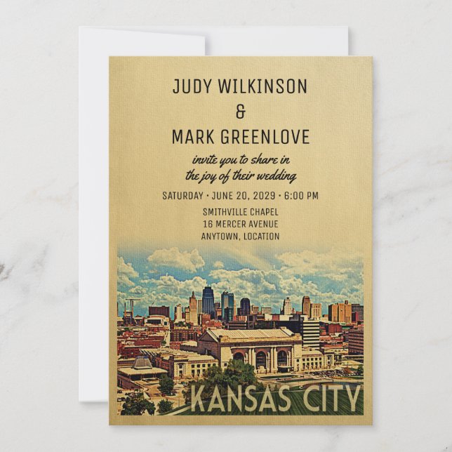 Kansas City Wedding Einladung Missouri (Vorderseite)