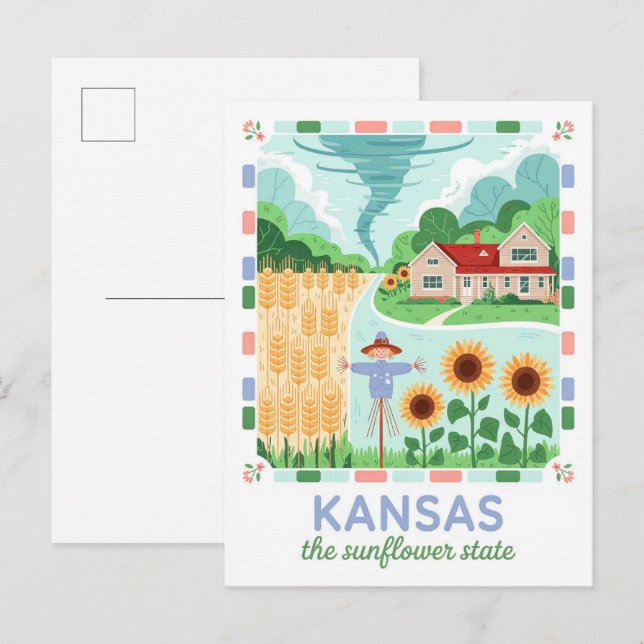 Kansas der Sonnenblume Staat USA Summer Travel Postkarte (Vorne/Hinten)