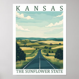 Kansas der Sonnenblumen-Staat USA Reiseort Poster