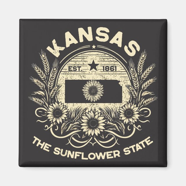 Kansas Der Staat der Sonnenblumen Magnet (Vorne)