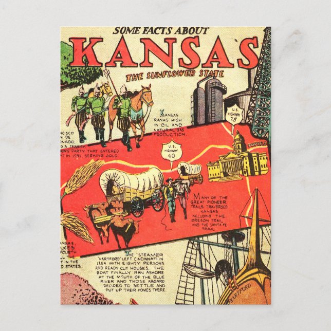 Kansas, der Staat der Sonnenblumen Postkarte (Vorderseite)