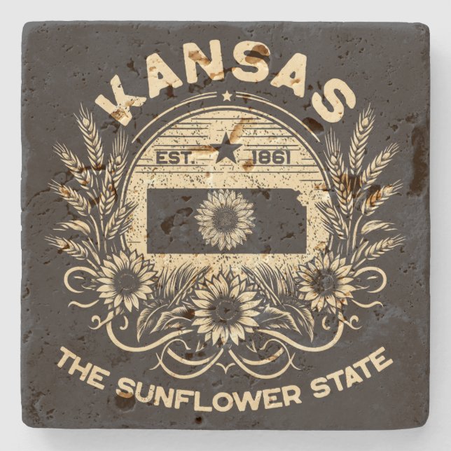 Kansas Der Staat der Sonnenblumen Steinuntersetzer (Vorderseite)