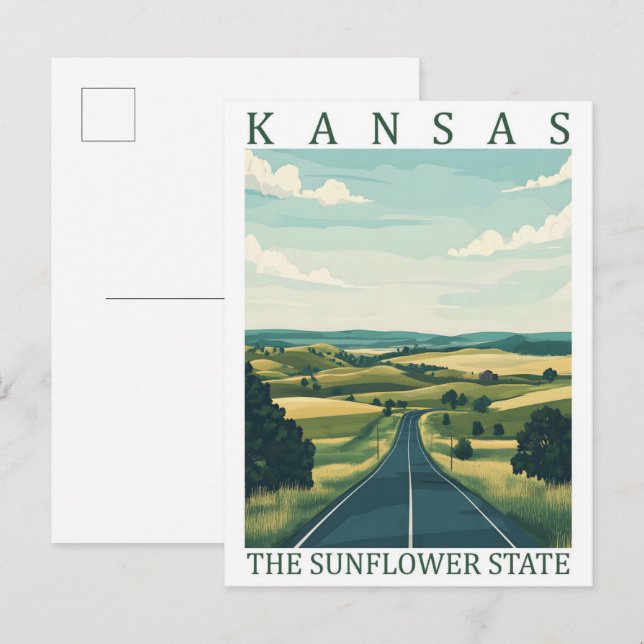 Kansas, der Sunflower Staat USA Travel Place Postkarte (Vorne/Hinten)