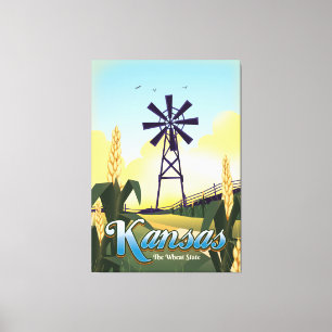 Kansas "der Weizenstaat" Reiseposter. Leinwanddruck