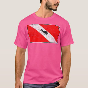 Kansas Dive Flag Scuba Diving Staat Karte Tauchfla T-Shirt