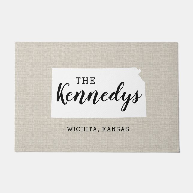 Kansas Family Monogram Staat Doormat Fußmatte (Vorderseite)