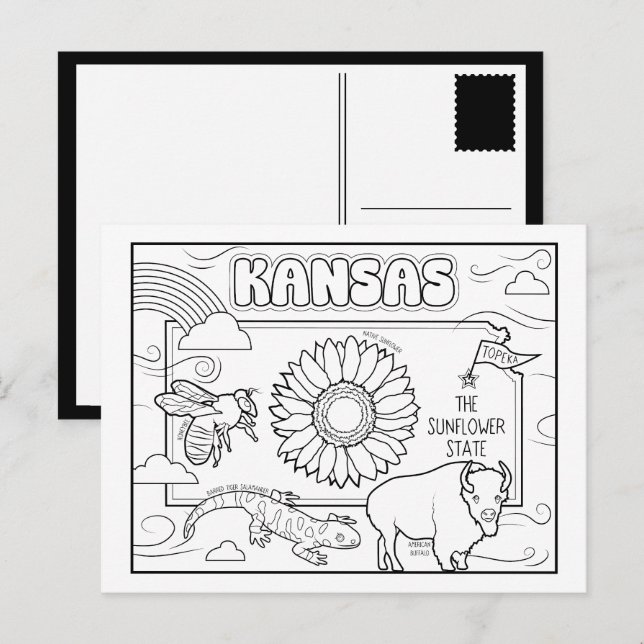 Kansas Farbe mir Collage Postkarte (Vorne/Hinten)