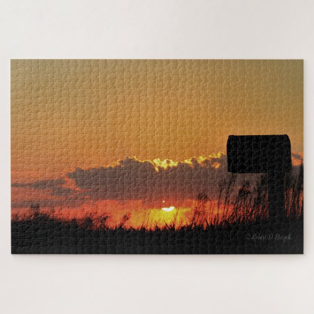 Kansas farbenfroher Sonnenuntergang mit Wolkenpuzz (Horizontal)