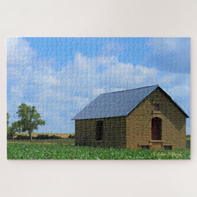 Kansas farbenfroher Stall mit Wolkenpuzzle (Horizontal)
