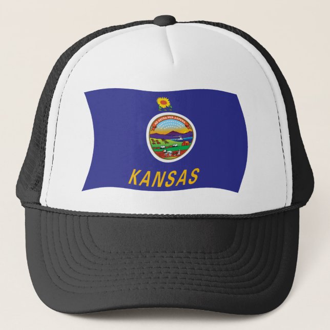 Kansas Flag Hat Truckerkappe (Vorderseite)