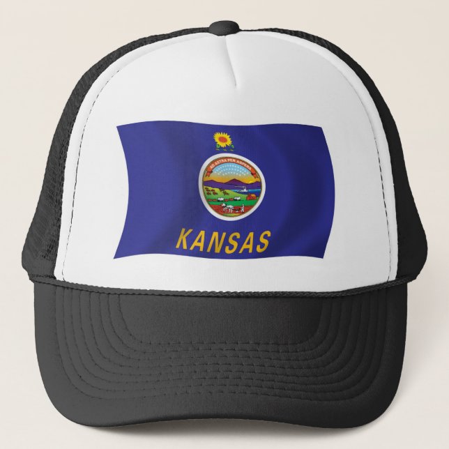 Kansas Flag Hat Truckerkappe (Vorderseite)