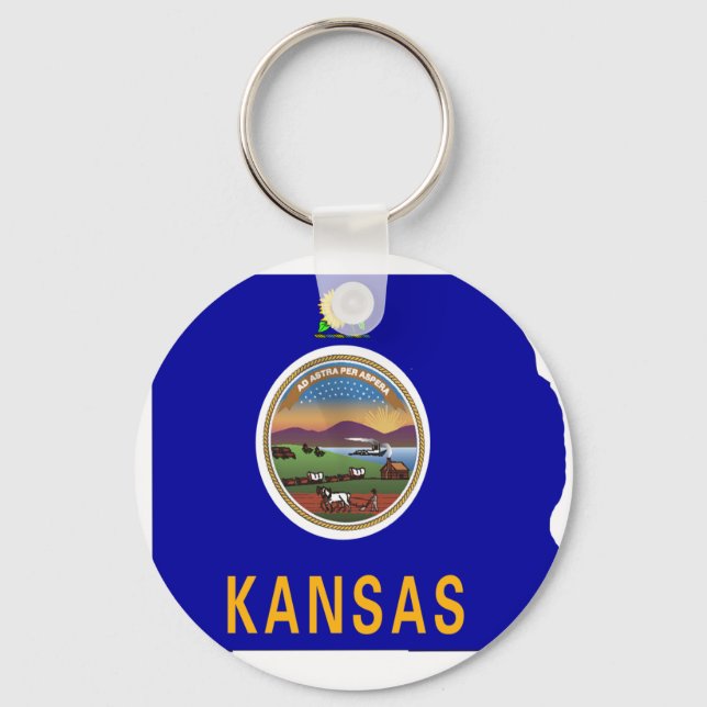 Kansas Flag Map Schlüsselanhänger (Vorderseite)