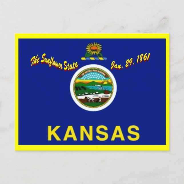 Kansas Flag Postcard Postkarte (Vorderseite)