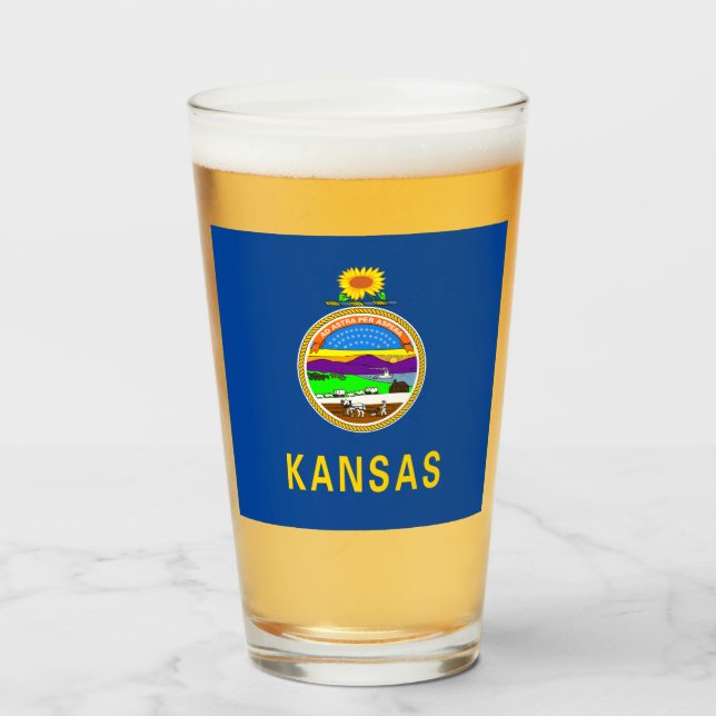 Kansas-Flagge Glas (Vorne (Gefüllt))