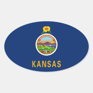 Kansas-Flagge Ovaler Aufkleber