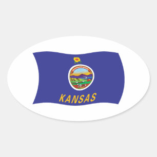 Kansas-Flaggenaufkleber Ovaler Aufkleber