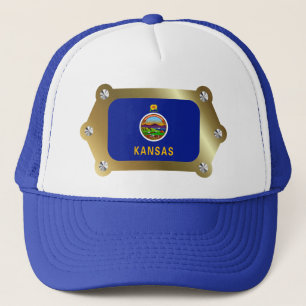 Kansas gerahmt Flag Hat Truckerkappe