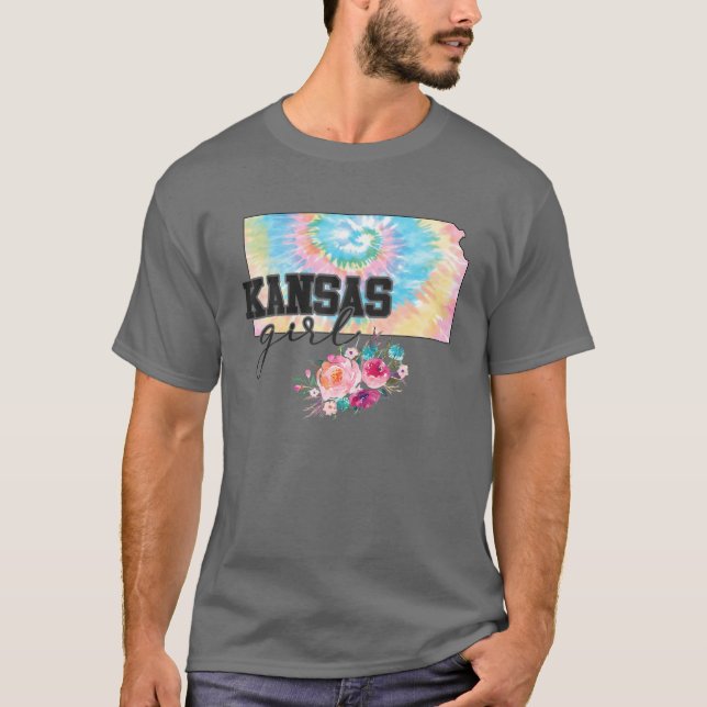 Kansas Girl Gefärbte Krawatte Staat Kansas Lovers T-Shirt (Vorderseite)