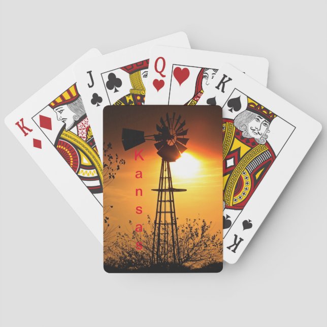 Kansas Golden Sunset mit Windmill Spielkarten (Rückseite)