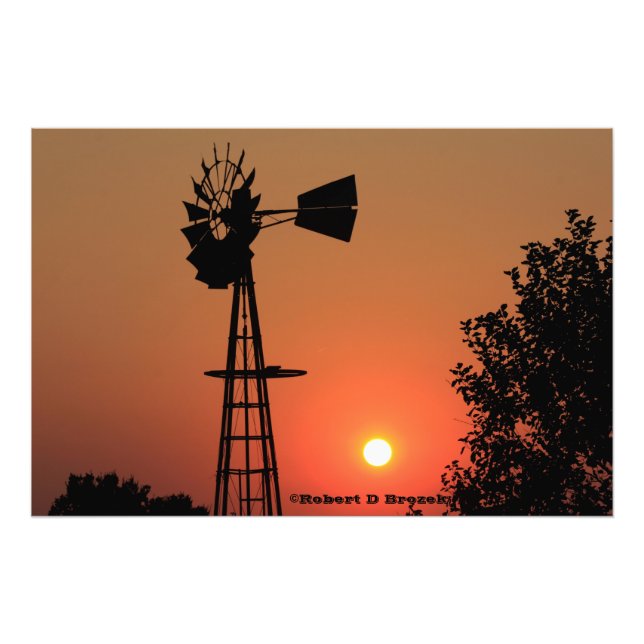Kansas Golden Sunset Windmill Foto Erweiterung (Vorne)