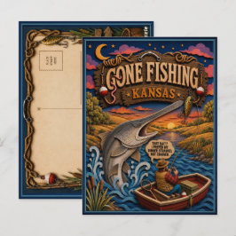 Kansas Gone Fishing Amerikanischer Löffelstör Postkarte