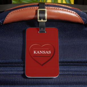 Kansas Heart Map Design Gepäcktag Gepäckanhänger
