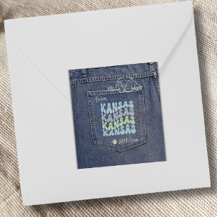 Kansas Hund in Jean Pocket Classic Square Sticker