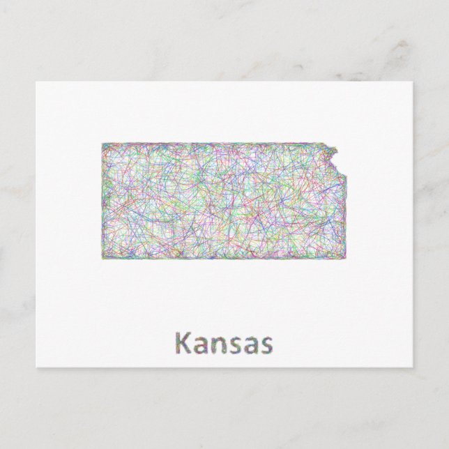 Kansas-Karte Postkarte (Vorderseite)