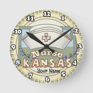Kansas Krankenschwester Runde Wanduhr